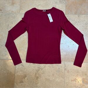 Garage Women's Smooth Long Sleeve Crewneck Sour Cherry Top- NWT